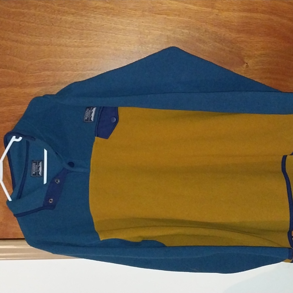 Vintage Massive Outdoors Men's XL Teal & Gold Color Block Fleece Pullover